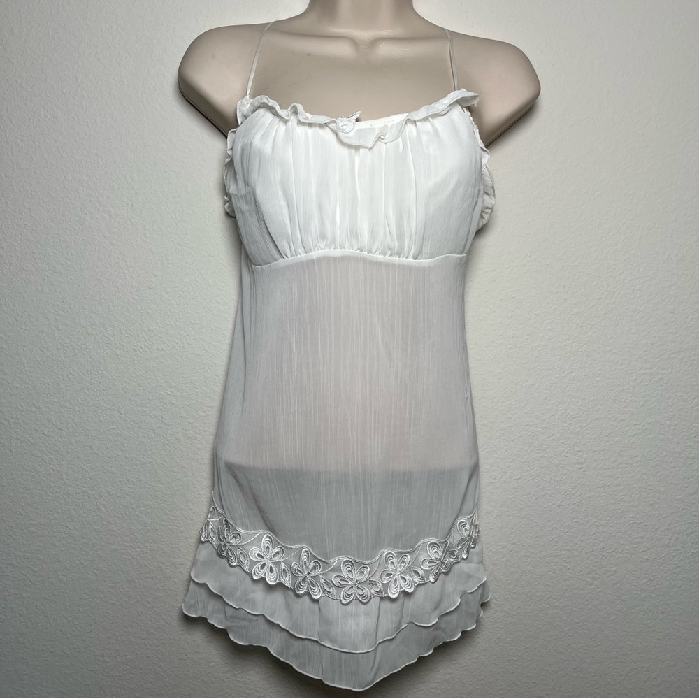 Lejaby Women‎ Coquette Fairy Milkamid Cami Tunic Top Dress Medium White Ethereal